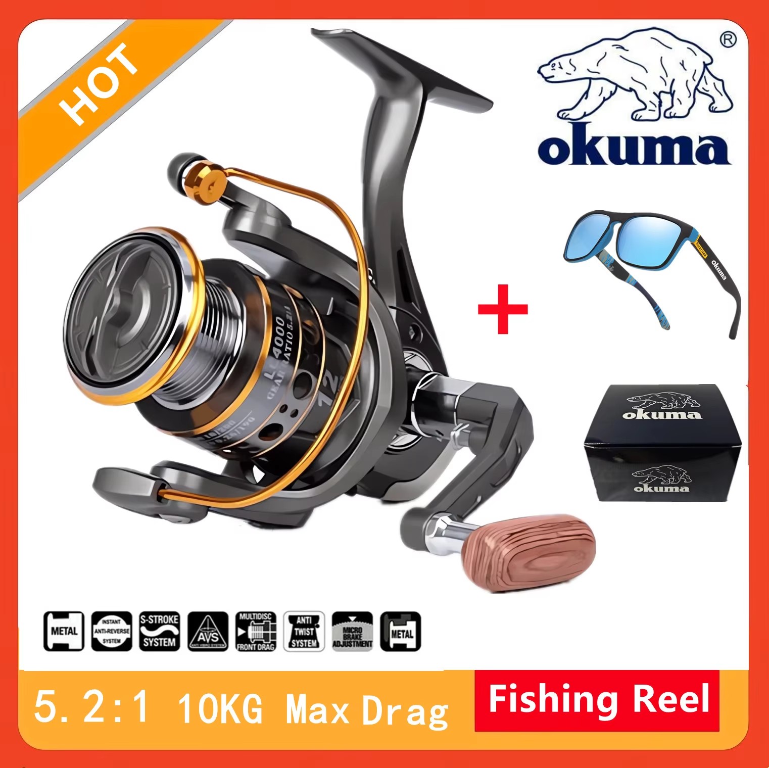 Daiwa Reel Fuego - โอคุม่า ไฮสปีด 5.2:1 รอกตกปลาแบบหมุน ป้องกันการกัดกร่อน รอกตกปลาสำหรับน้ำเค็มและน้ำจืด