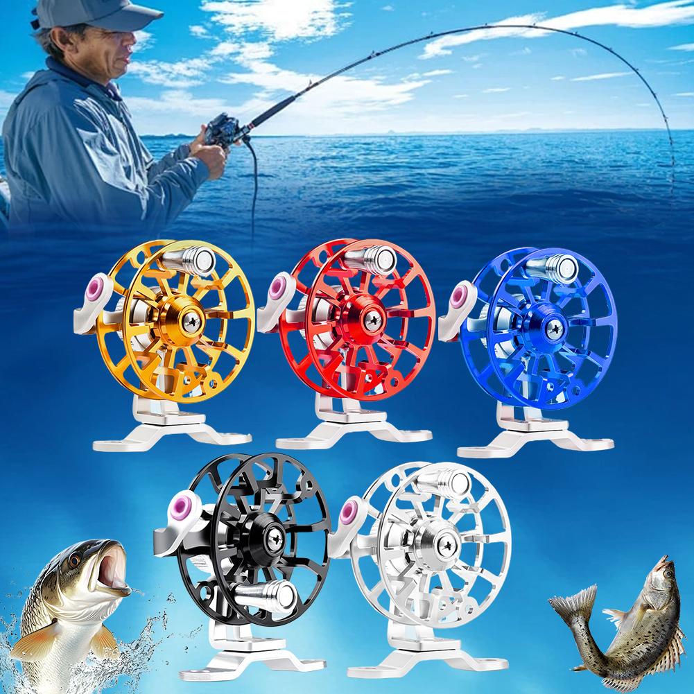 Ice Fishing Line - รอกตกปลาขนาดเล็กแบบโลหะทั้งตัว พกพาสะดวก ใช้ได้กับแพและน้ำแข็ง น้ำหนักเบาพิเศษ พร้อมตัวล็อกสายตกปลา อุปกรณ์ตกปลาสำหรับกิจกรรมกลางแจ้ง